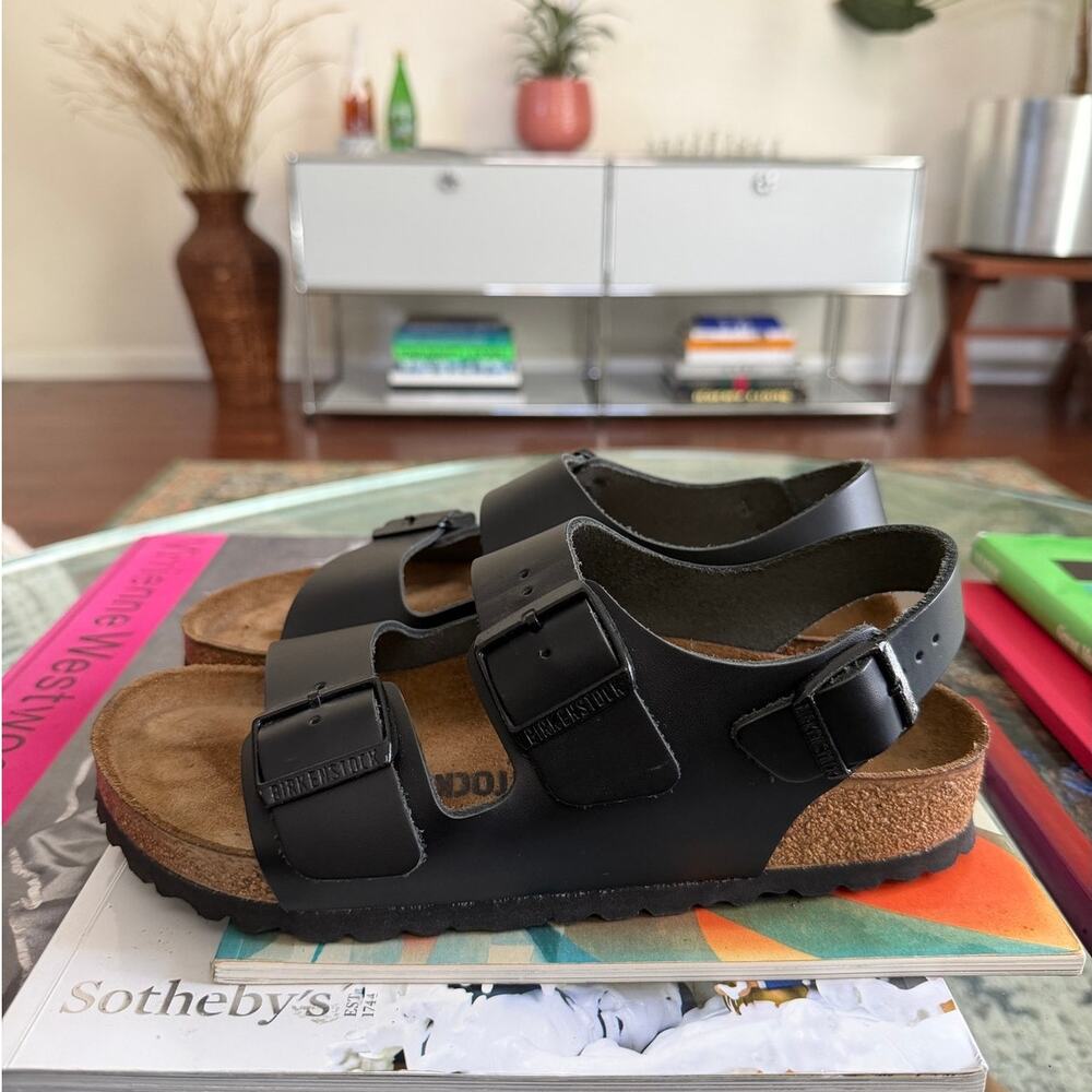 Birkenstock Milano Black Leather Sandals